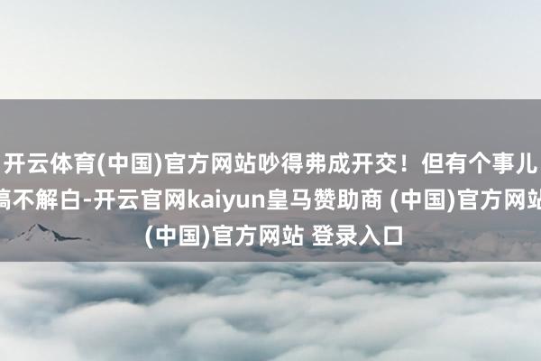 开云体育(中国)官方网站吵得弗成开交！但有个事儿大伙儿齐搞不解白-开云官网kaiyun皇马赞助商 (中国)官方网站 登录入口