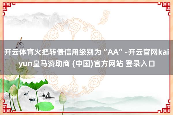 开云体育火把转债信用级别为“AA”-开云官网kaiyun皇马赞助商 (中国)官方网站 登录入口